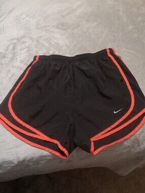 Nike Women's Black Athletic Shorts with Red Trim